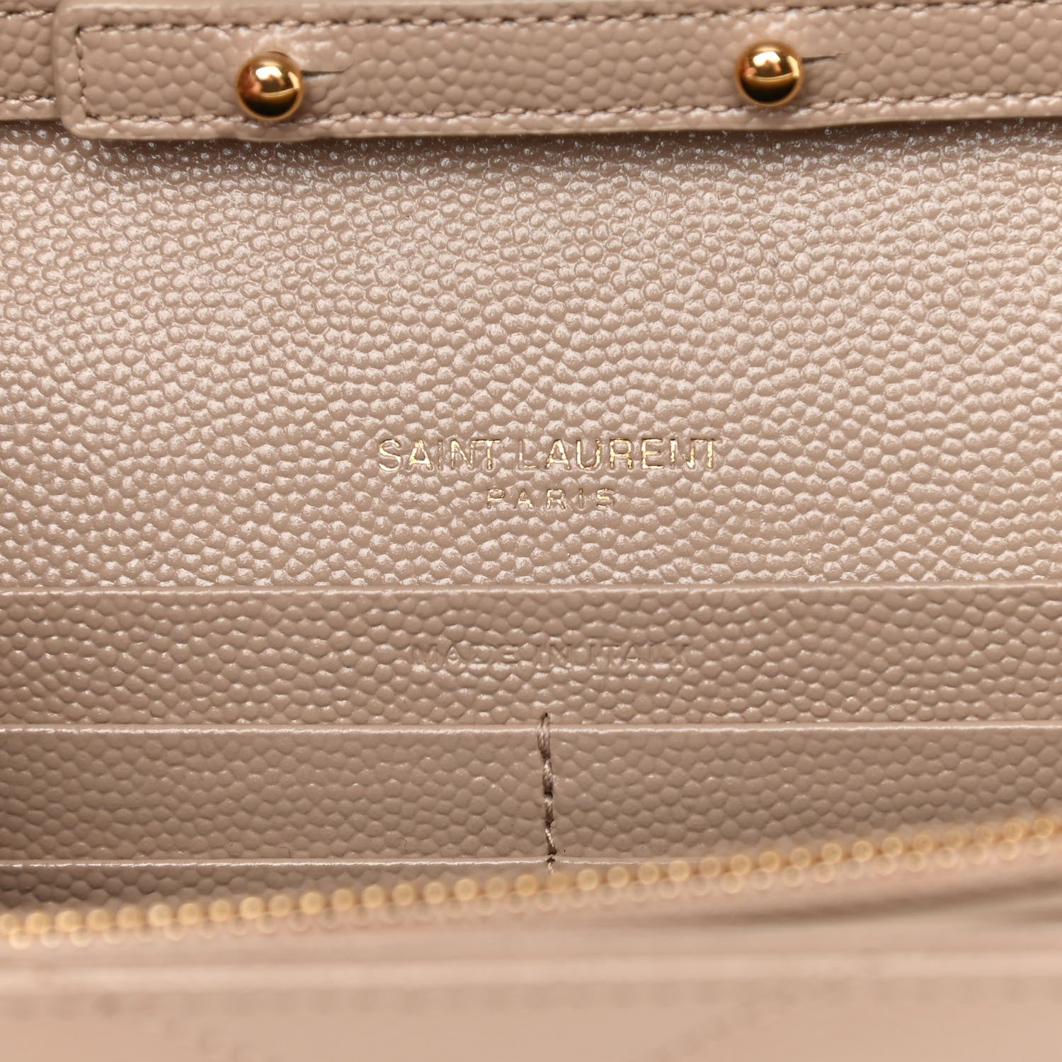 Saint Laurent Grain De Poudre Matelasse Chevron Monogram Chain Wallet Dark Beige 5 of 11