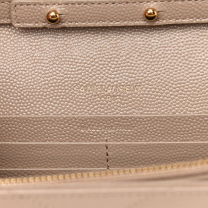 Saint Laurent Grain De Poudre Matelasse Chevron Monogram Chain Wallet Dark Beige 5 of 11