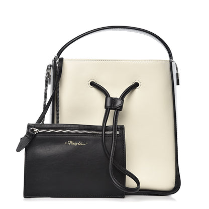 3.1 Phillip Lim 3.1 Smooth Calfskin Bi-Color Small Soleil Bucket Bag Off White Black 4 of 10