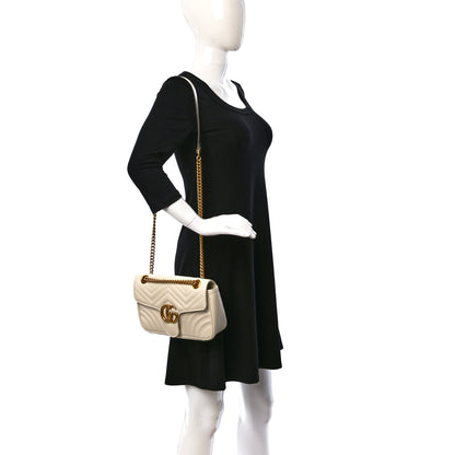 Gucci Calfskin Matelasse Small GG Marmont Shoulder Bag White 2 of 9