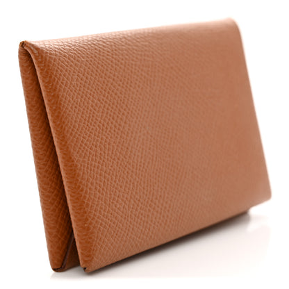 Hermes Epsom Calvi Card Case Gold 3 of 7
