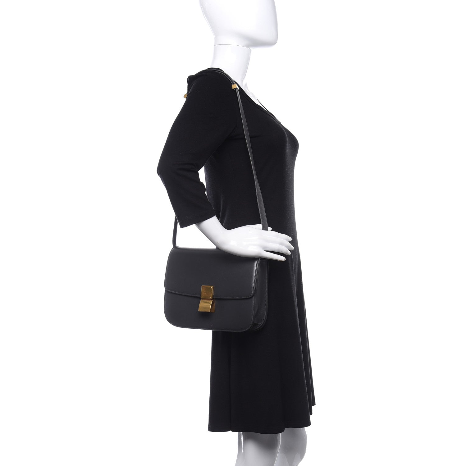 Celine Box Calfskin Medium Classic Box Flap Bag Anthracite 2 of 10