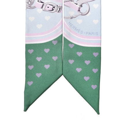 Hermes Silk Brides De Gala Love Twilly Bleu Ciel Parme Vert 3 of 5