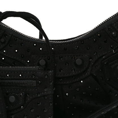Balenciaga Denim Embellished Le Cagole Shoulder Bag XS Black 8 of 12