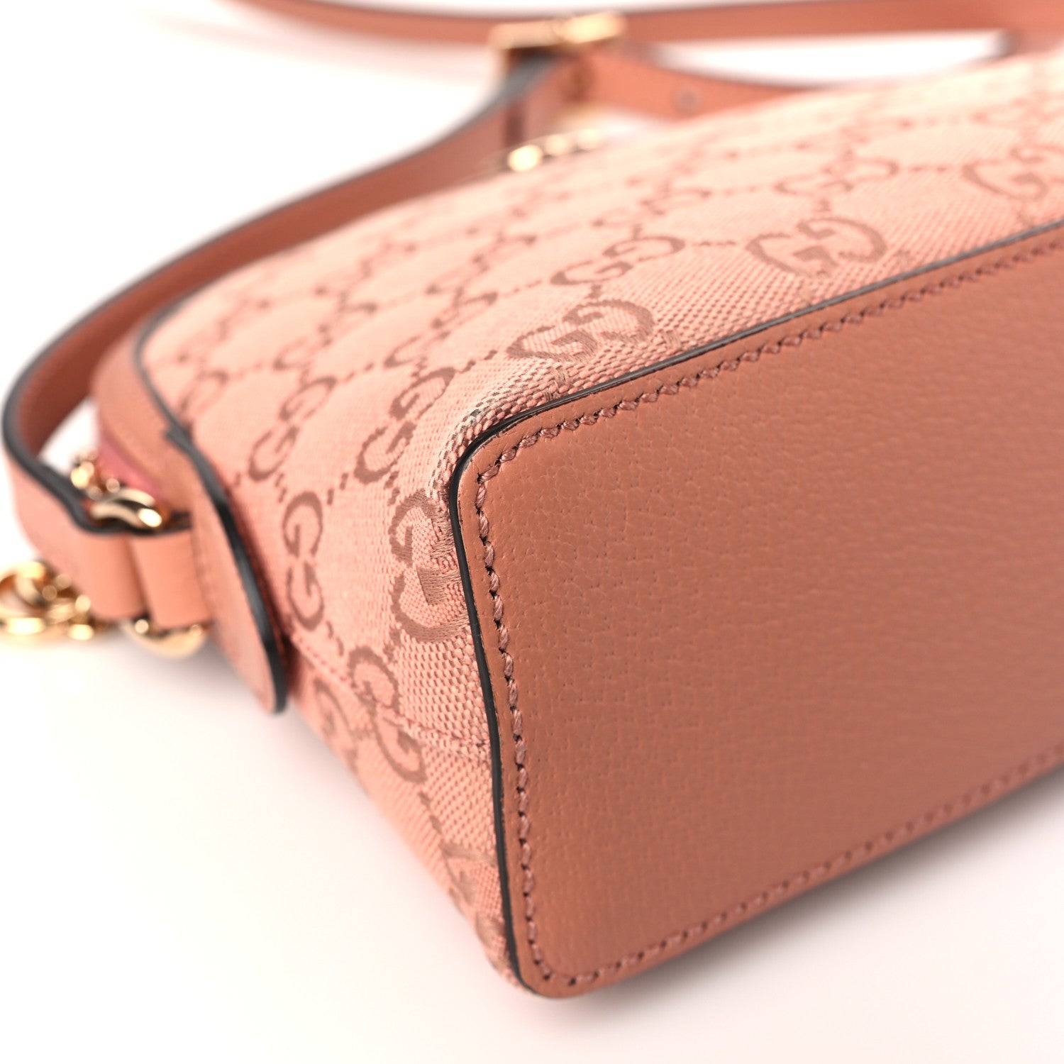 Gucci Monogram Textured Dollar Calfskin Small Ophidia Dome Shoulder Bag Cloche Rose Pink 7 of 8