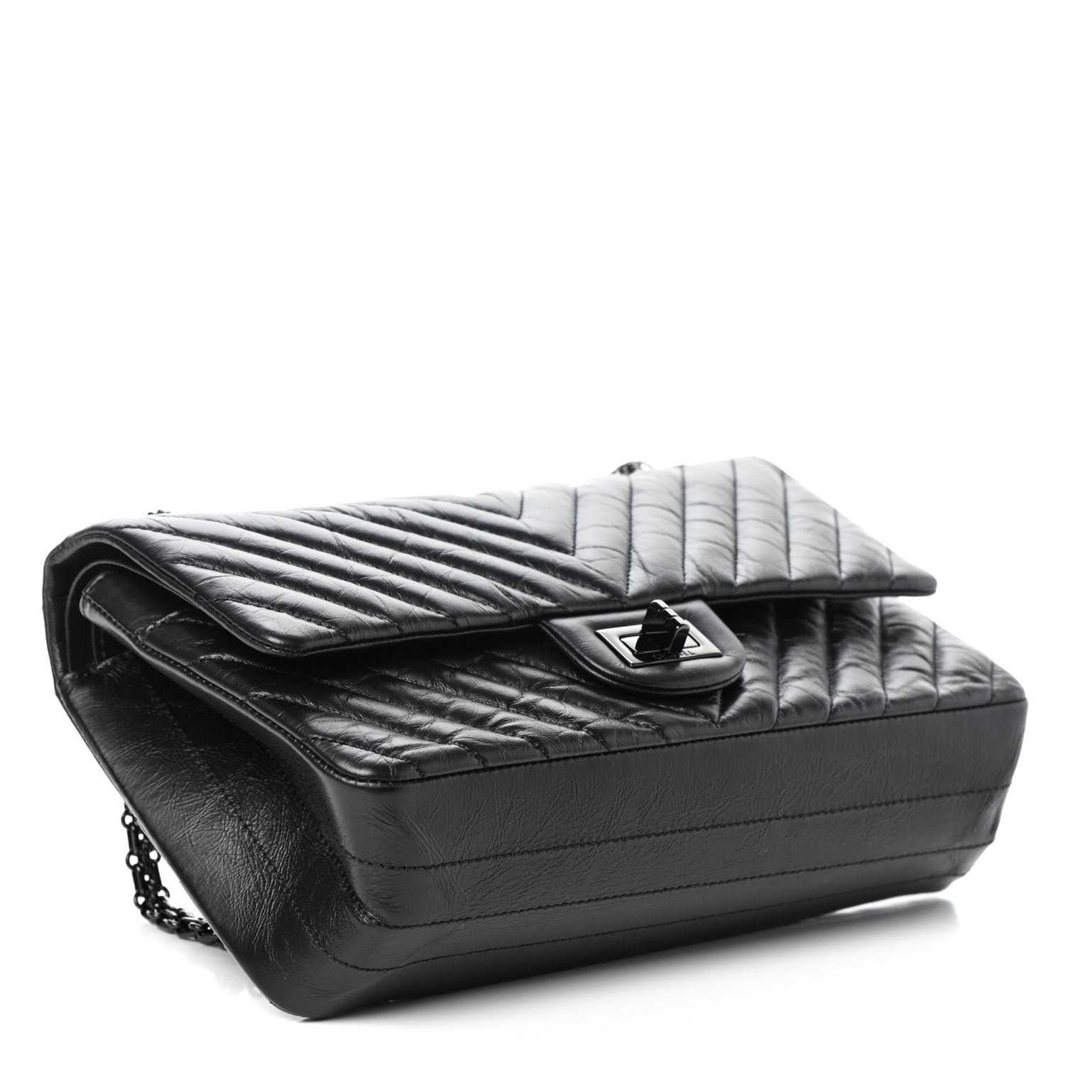 Chanel Aged Calfskin Chevron Quilted 2.55 Reissue 225 Flap So Black 4 of 10