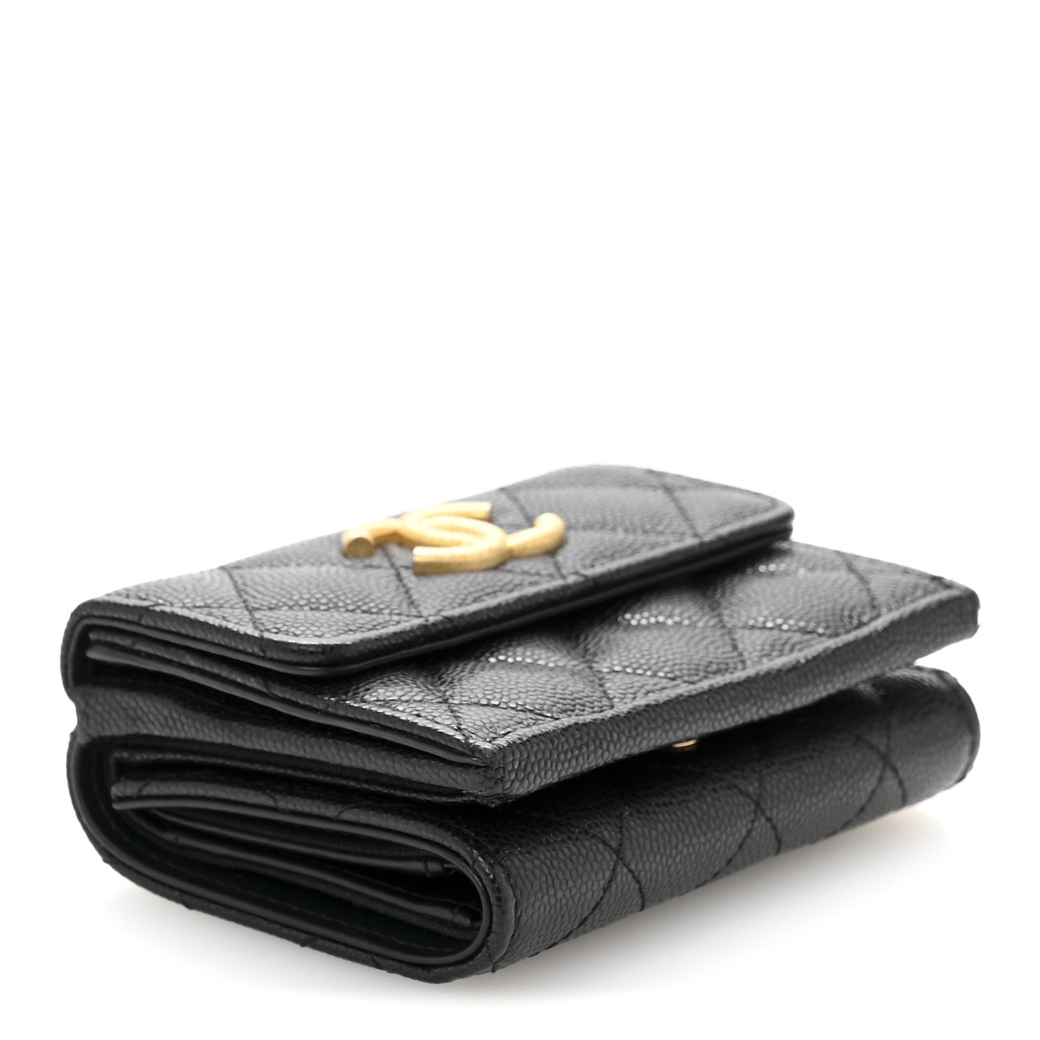 Chanel Caviar Quilted Small Textured CC Flap Wallet Black 4 of 9