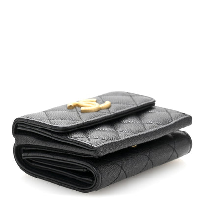 Chanel Caviar Quilted Small Textured CC Flap Wallet Black 4 of 9