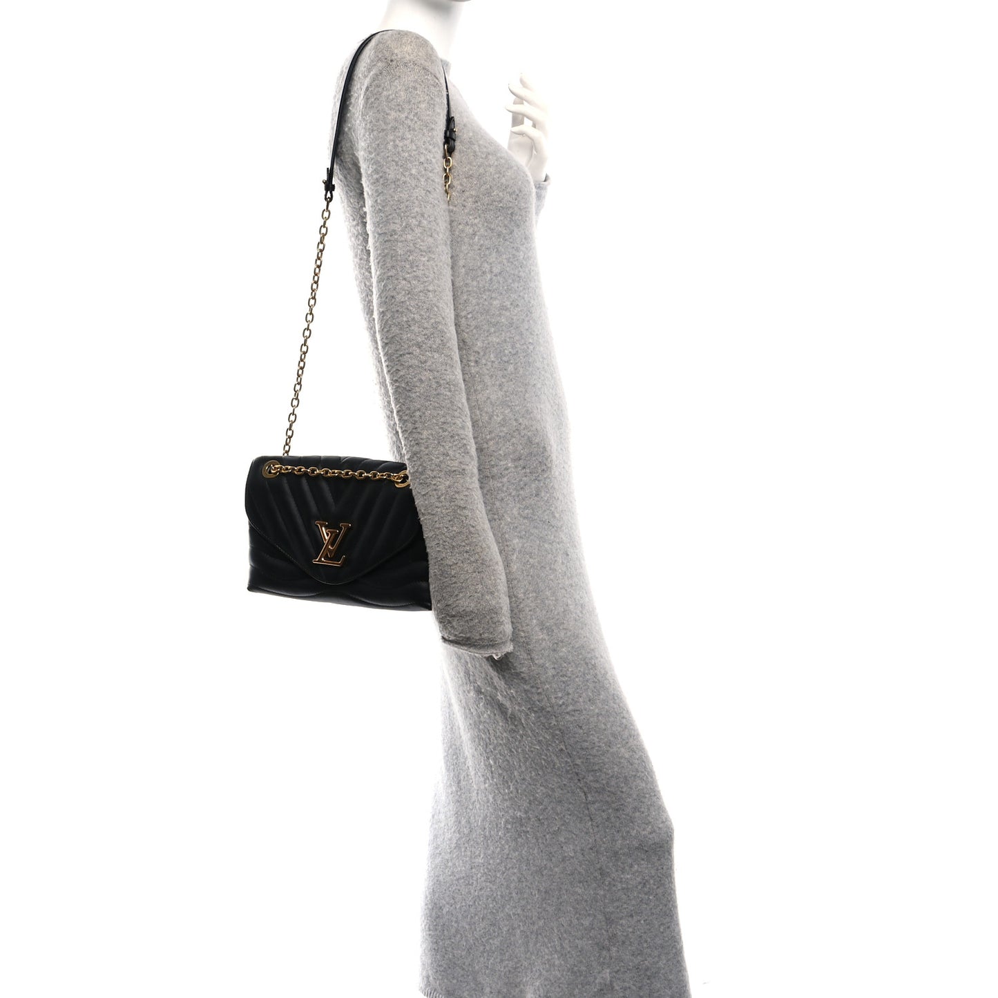 Calfskin LV New Wave Chain Bag Black