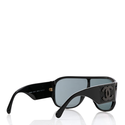 Chanel Acetate Crystal CC Shield Sunglasses 5466-B Black 4 of 8