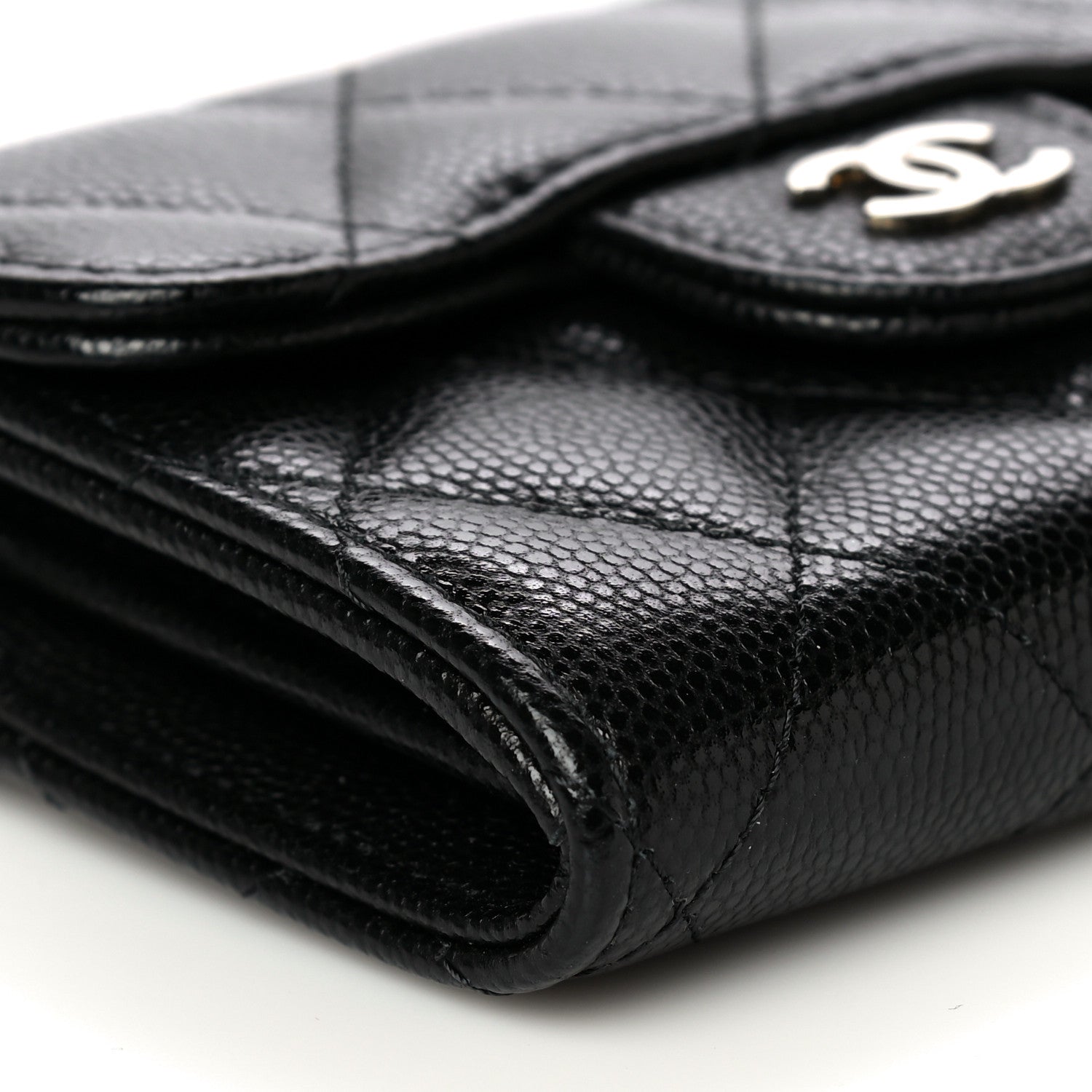 Chanel Caviar Quilted Flap Card Holder Chain Wristlet Black 10 of 12