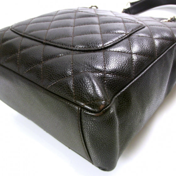 Caviar Petit Shopping Tote PST Dark Brown