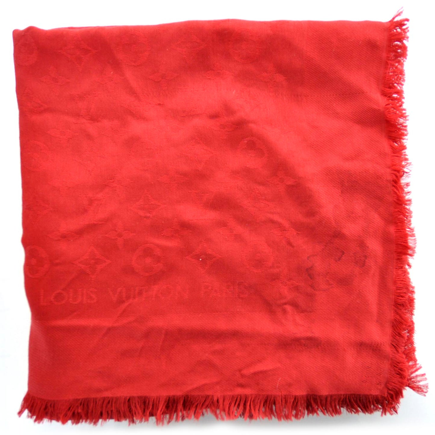 Wool Silk Monogram Shawl Rouge
