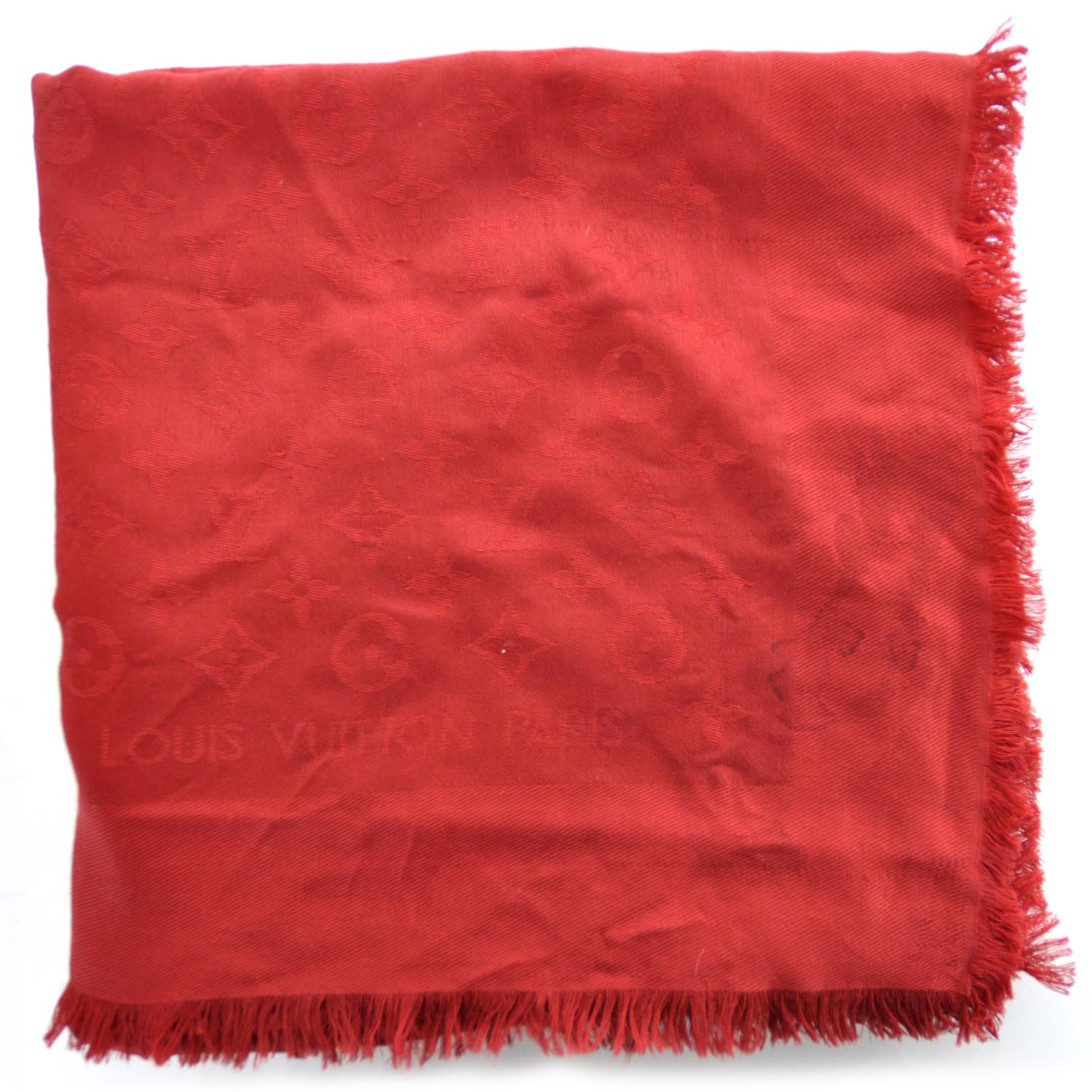 Louis Vuitton Wool Silk Monogram Shawl Rouge 4 of 4