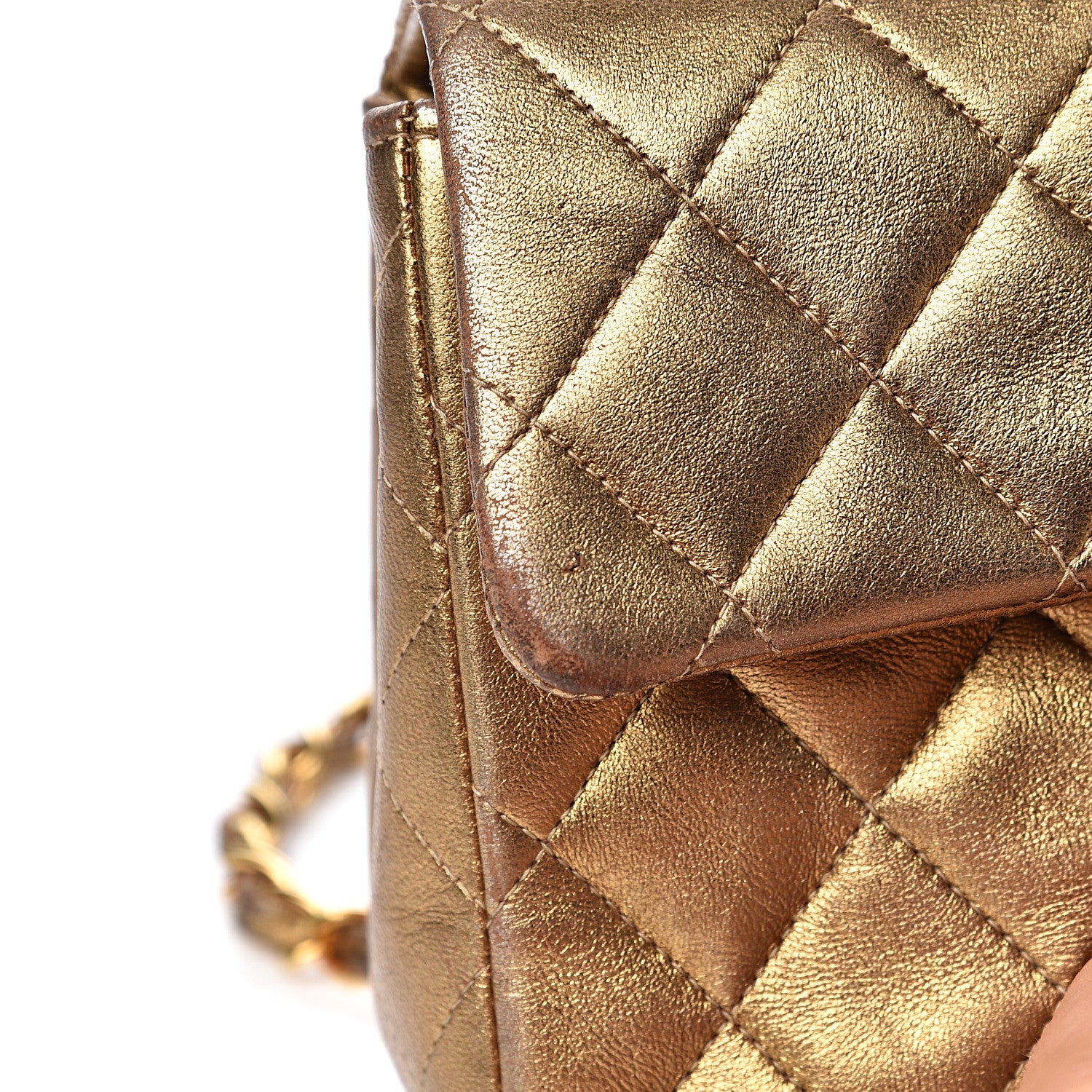 Chanel Metallic Lambskin Quilted Mini Square Flap Gold 17 of 19