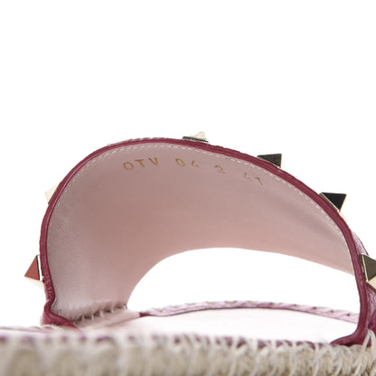 Valentino Garavani Grained Calfskin Rockstud Espadrille Flat Slide Sandals 41 Red 9 of 10