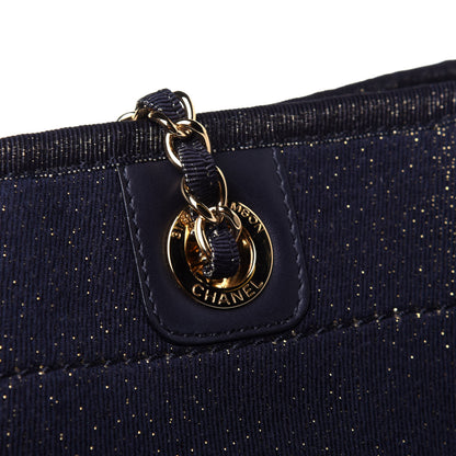 Chanel Lurex Canvas Small Deauville Tote Navy Blue Gold 11 of 11