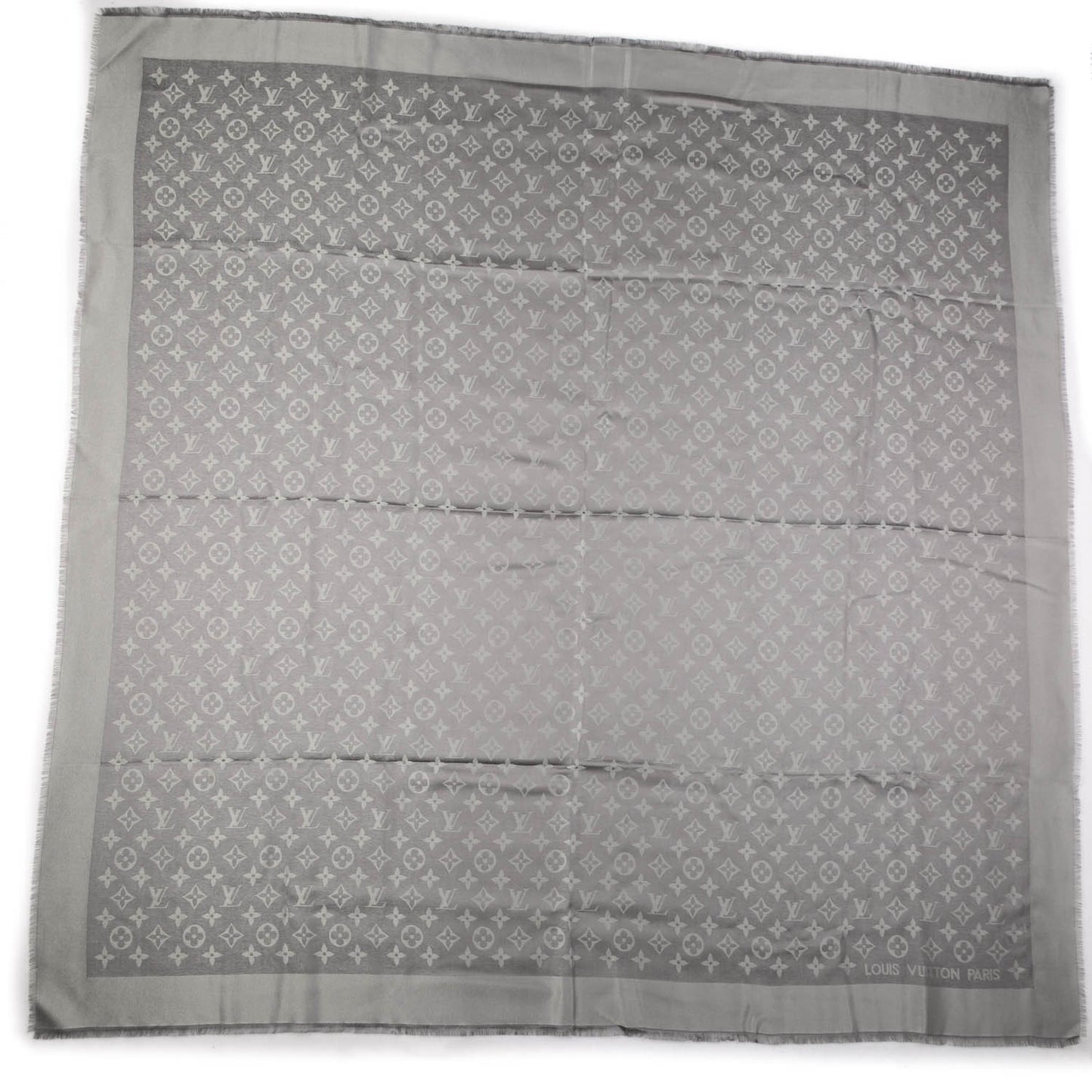Silk Lurex Wool Monogram Shine Shawl Charcoal Grey