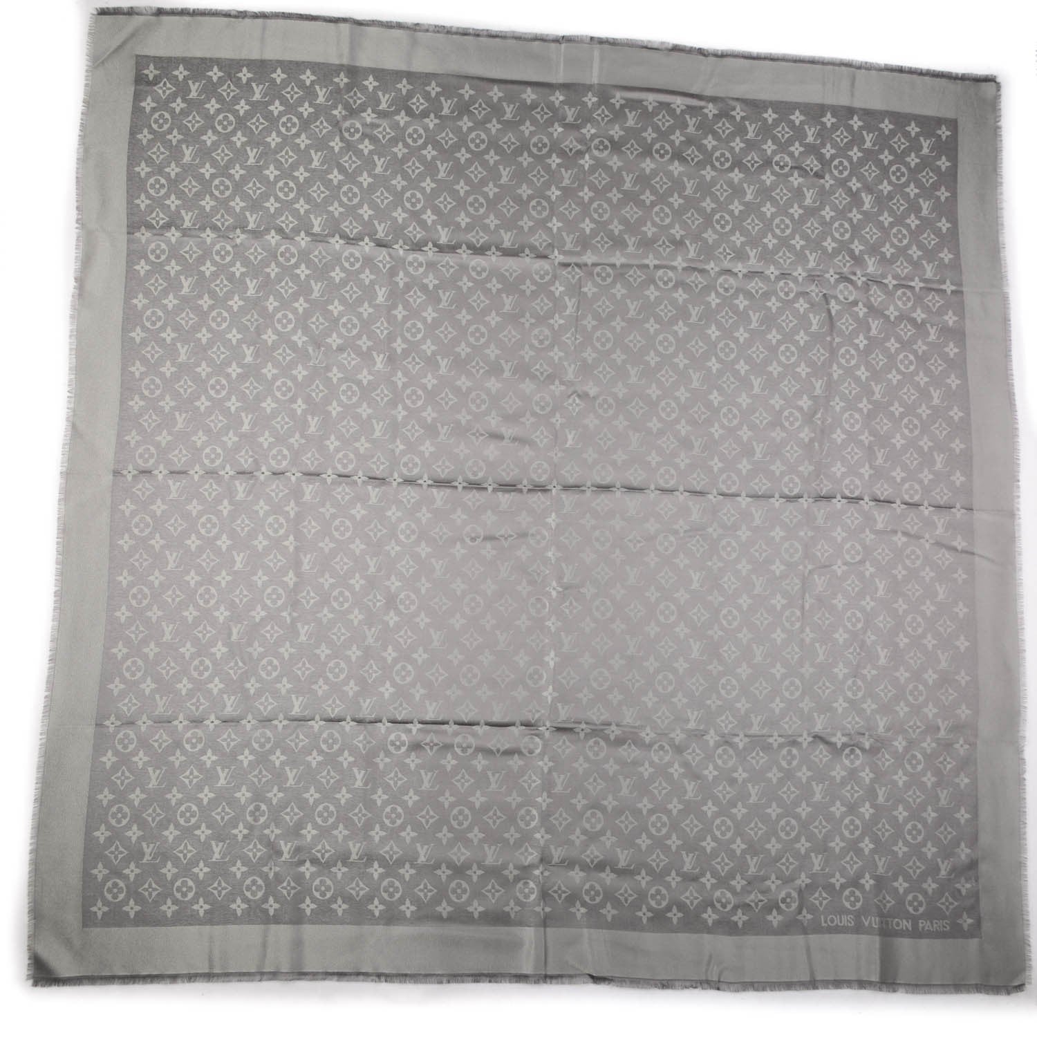 Louis Vuitton Silk Lurex Wool Monogram Shine Shawl Charcoal Grey 3 of 5