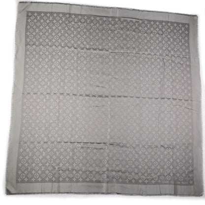 Louis Vuitton Silk Lurex Wool Monogram Shine Shawl Charcoal Grey 3 of 5