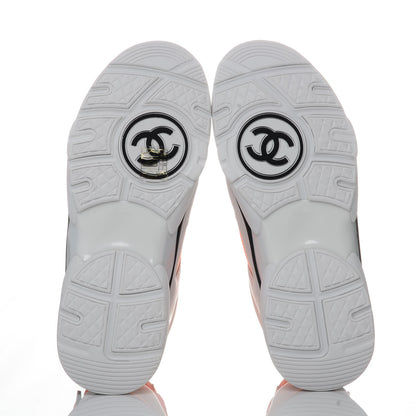 Chanel Suede Calfskin Lambskin Neoprene High Top CC Sneakers 36 White Fluo Orange 5 of 9