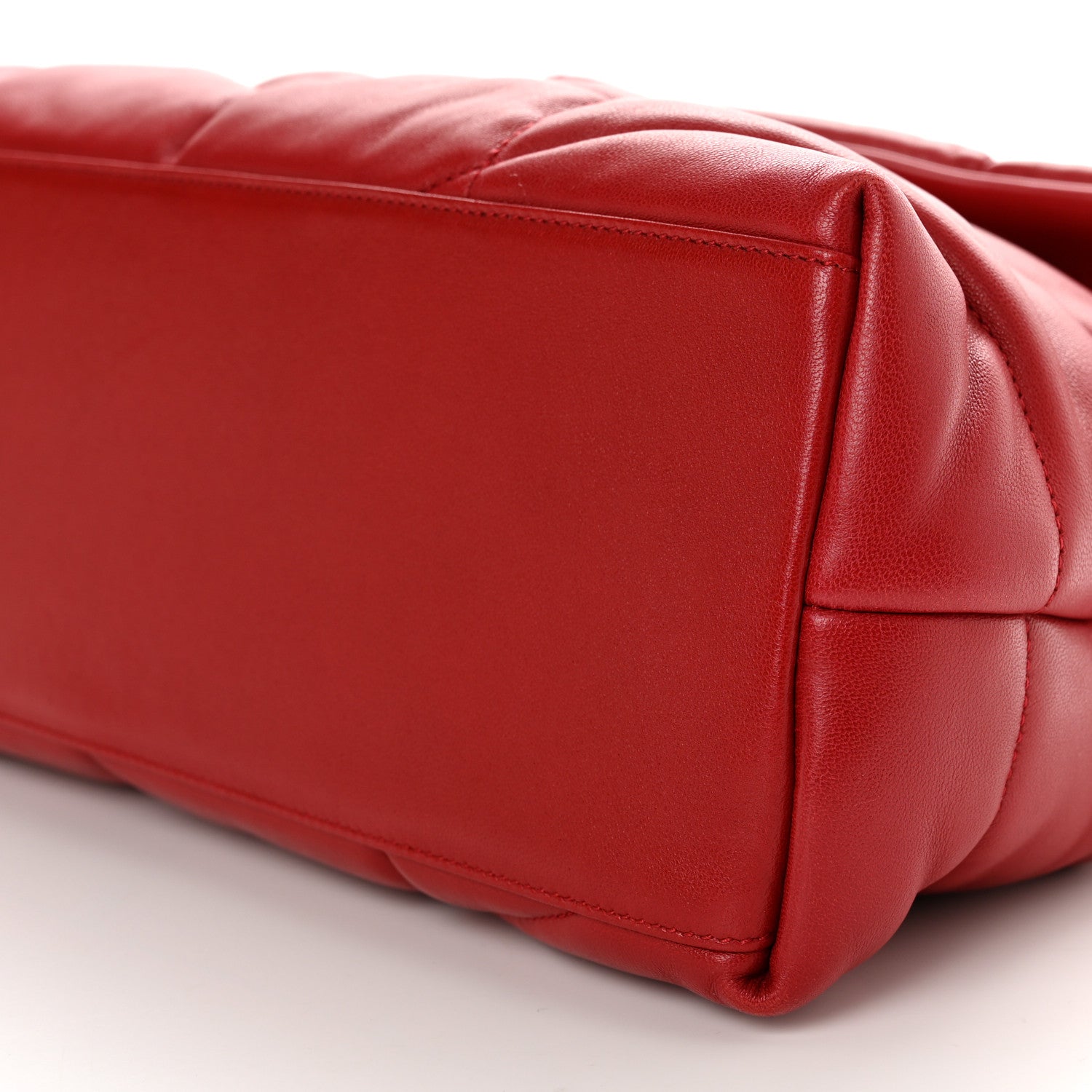 Saint Laurent Lambskin Quilted Medium Loulou Puffer Monogram Chain Satchel Red 11 of 11
