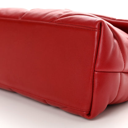 Saint Laurent Lambskin Quilted Medium Loulou Puffer Monogram Chain Satchel Red 11 of 11
