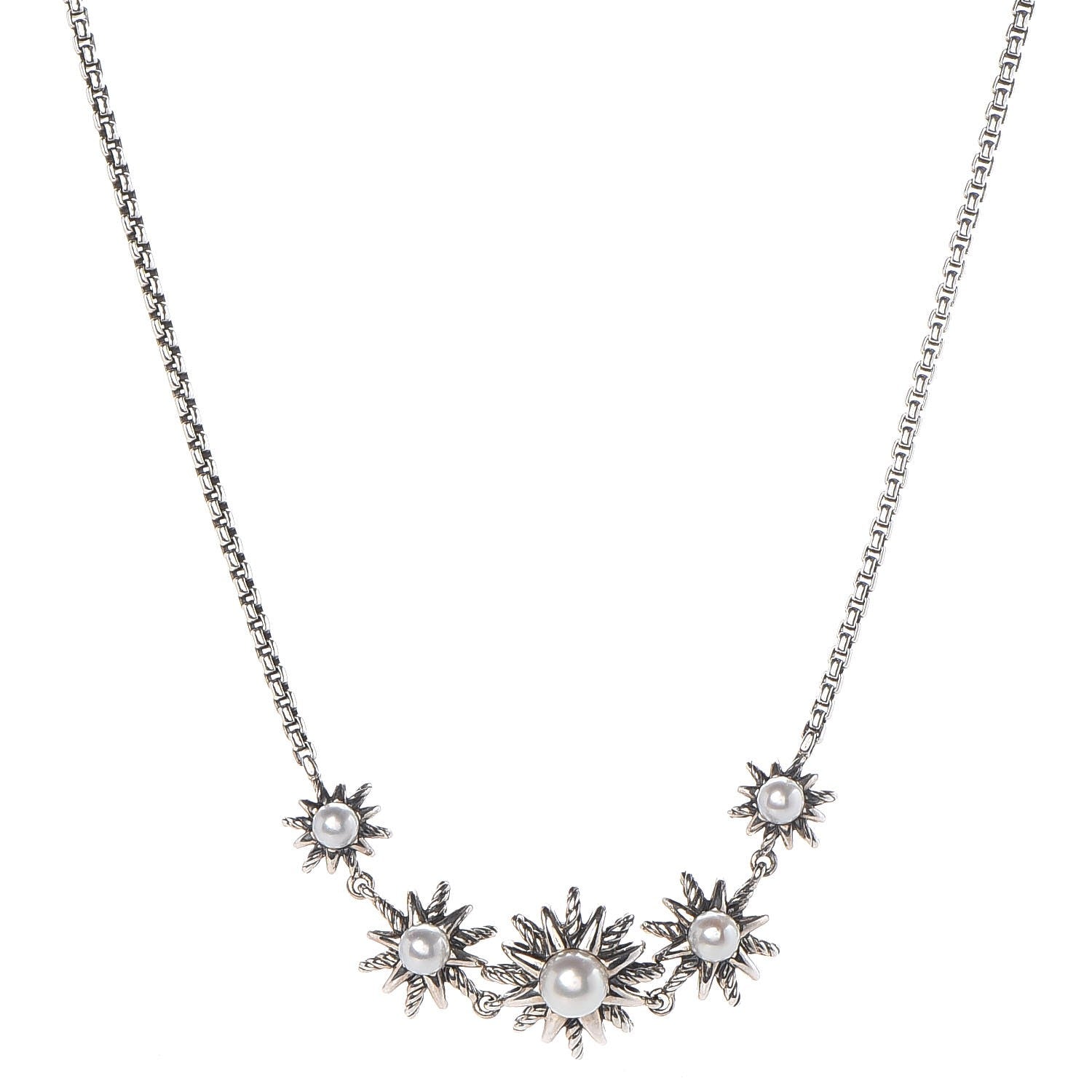 David Yurman Sterling Silver Pearl Starburst Necklace 1 of 5