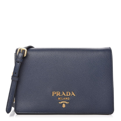 Prada Vitello Daino Flap Crossbody Baltico 1 of 9