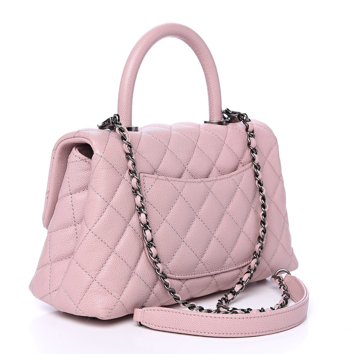 Caviar Quilted Mini Coco Handle Flap Pink