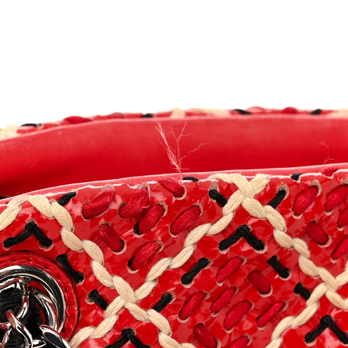 Patent Hand Embroidered Just Mademoiselle Red
