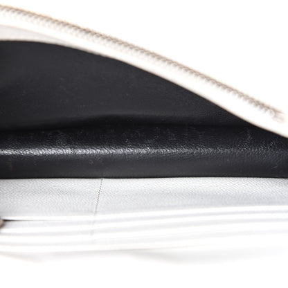 Saint Laurent Grain De Poudre Matelasse Chevron Monogram Envelope Chain Wallet Optical White 7 of 12
