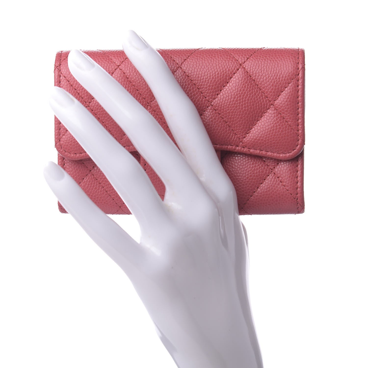 Chanel Caviar Quilted Flap Card Holder Dark Pink 2 of 9