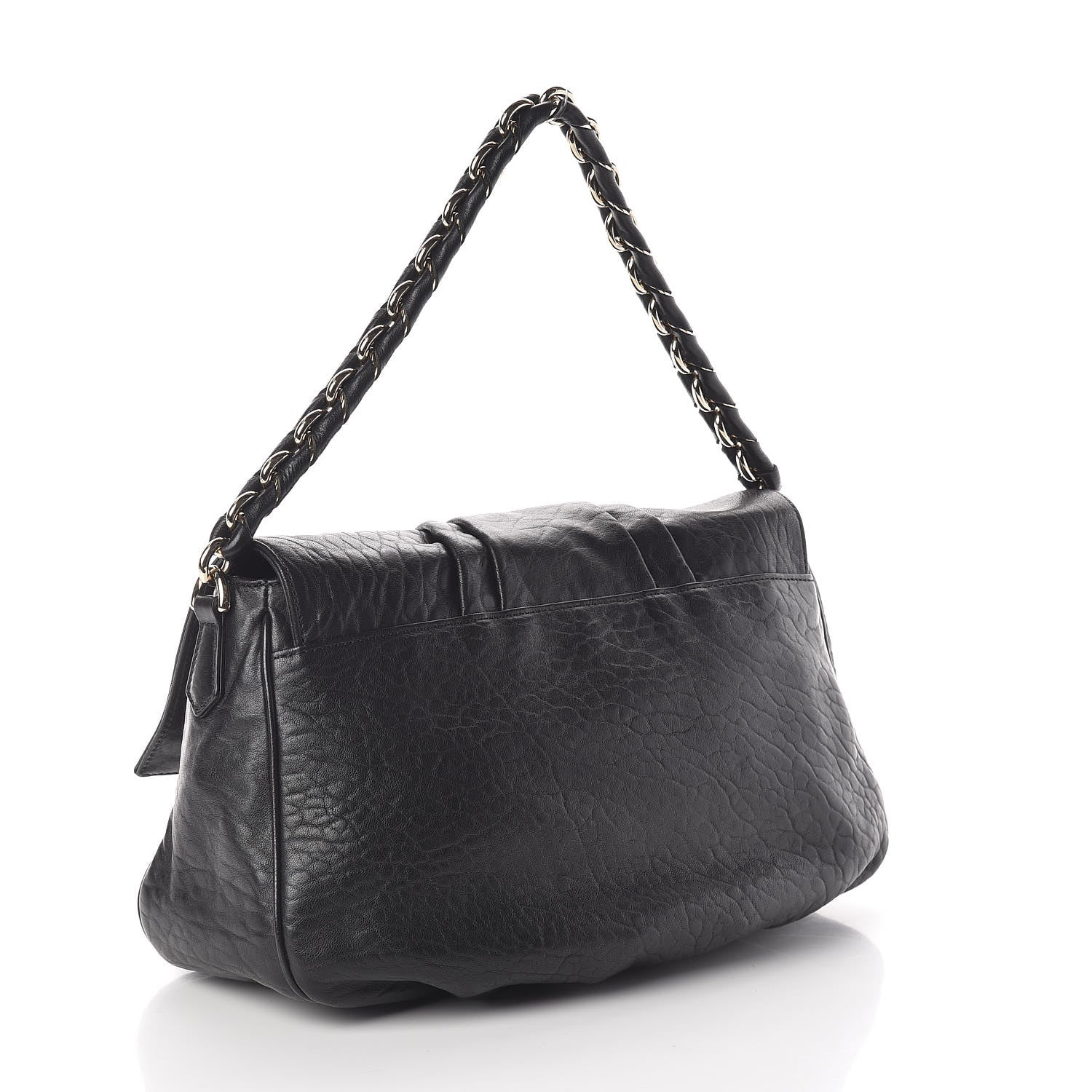 Fendi Crinkled Lambskin Mia Shoulder Flap Black 3 of 9