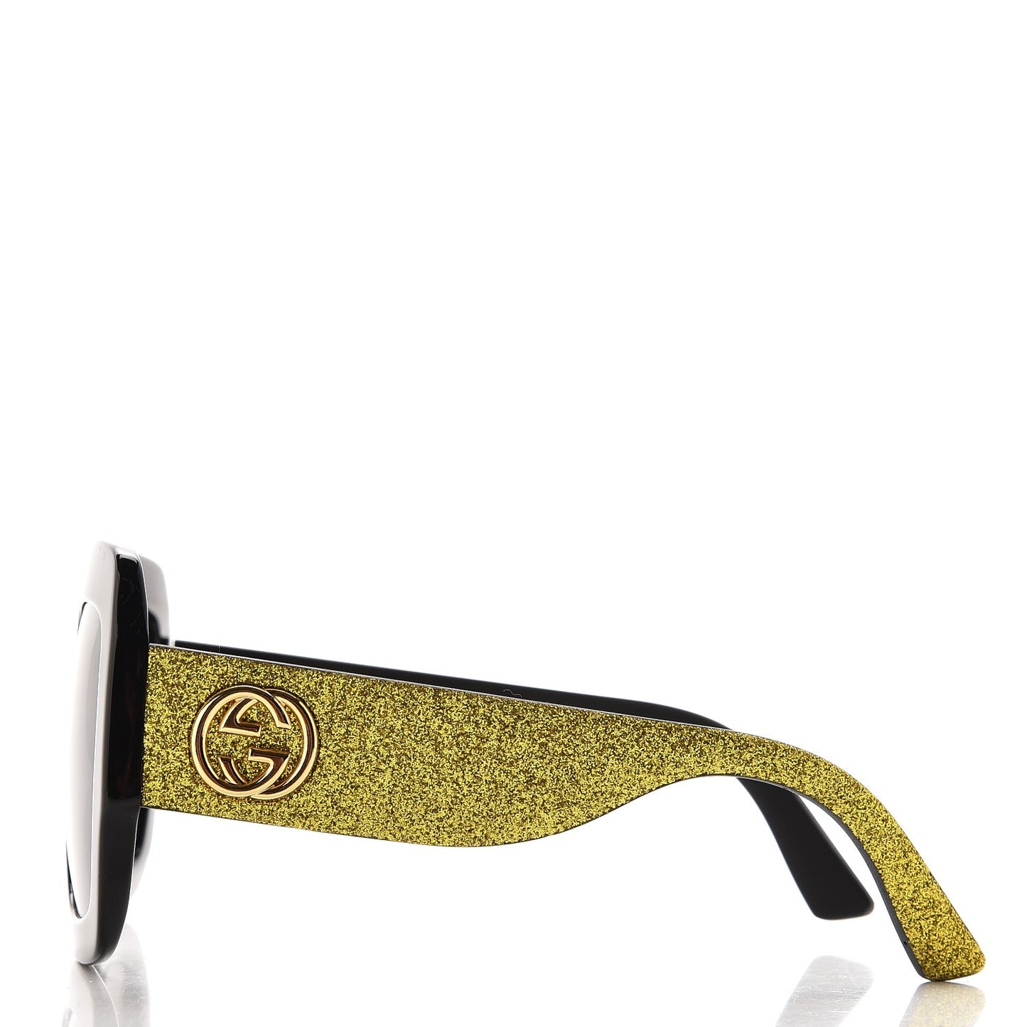 Square Frame GG0102S Sunglasses Glitter Gold