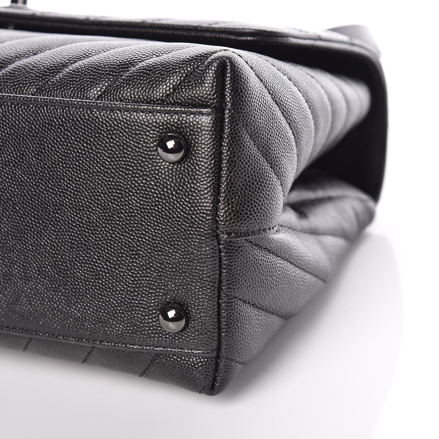 Caviar Chevron Quilted Small Coco Handle Flap So Black