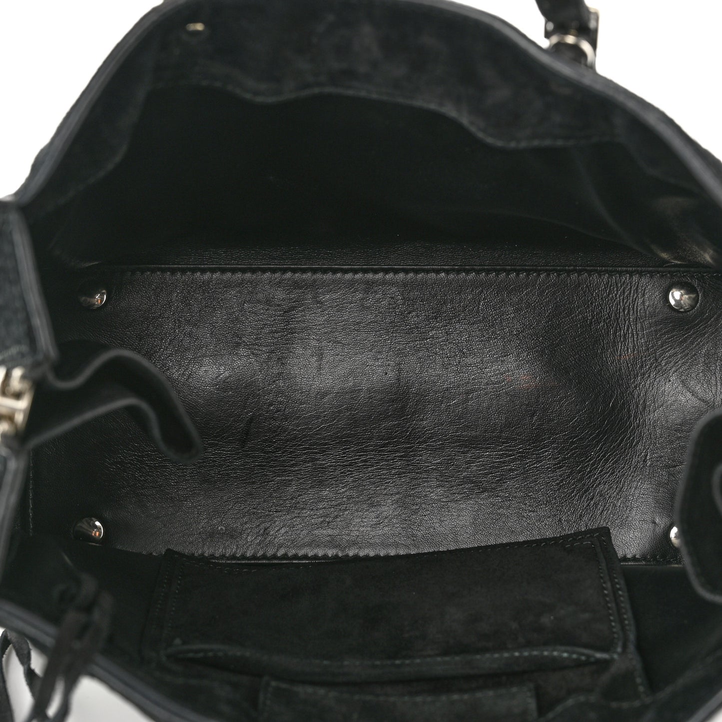 Baby Daim Suede Plate Hardware Papier A6 Zip Around Tote Black