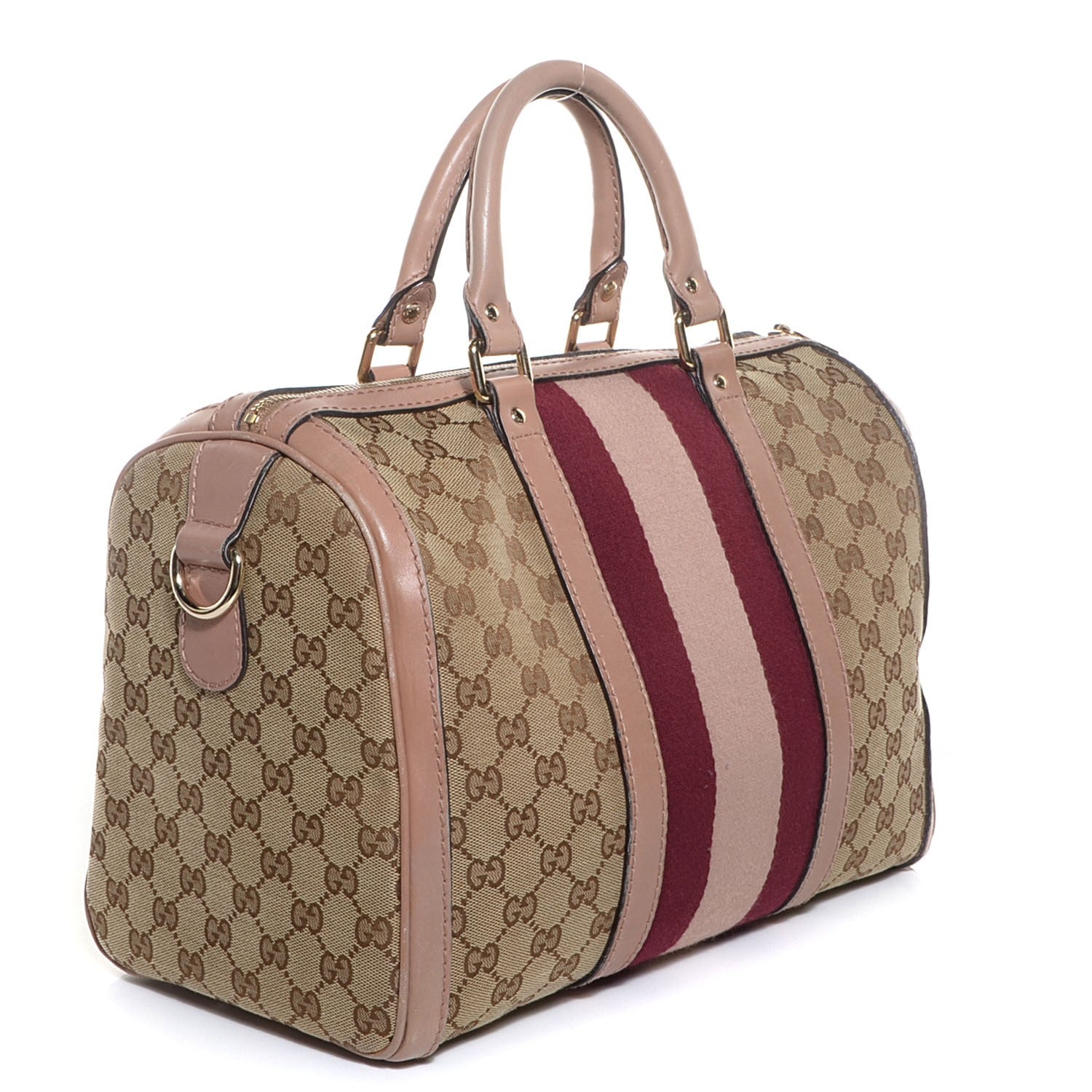 Gucci Monogram Vintage Web Medium Boston Pink 3 of 7