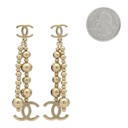 Chanel Metal CC Bead Drop Earrings Gold 2 of 4
