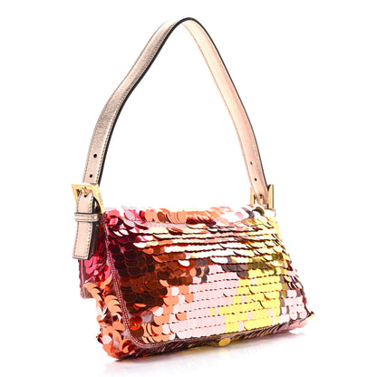 Fendi Sequin Paillettes Vitello Laminato Striped Baguette 1997 Multicolor 3 of 11