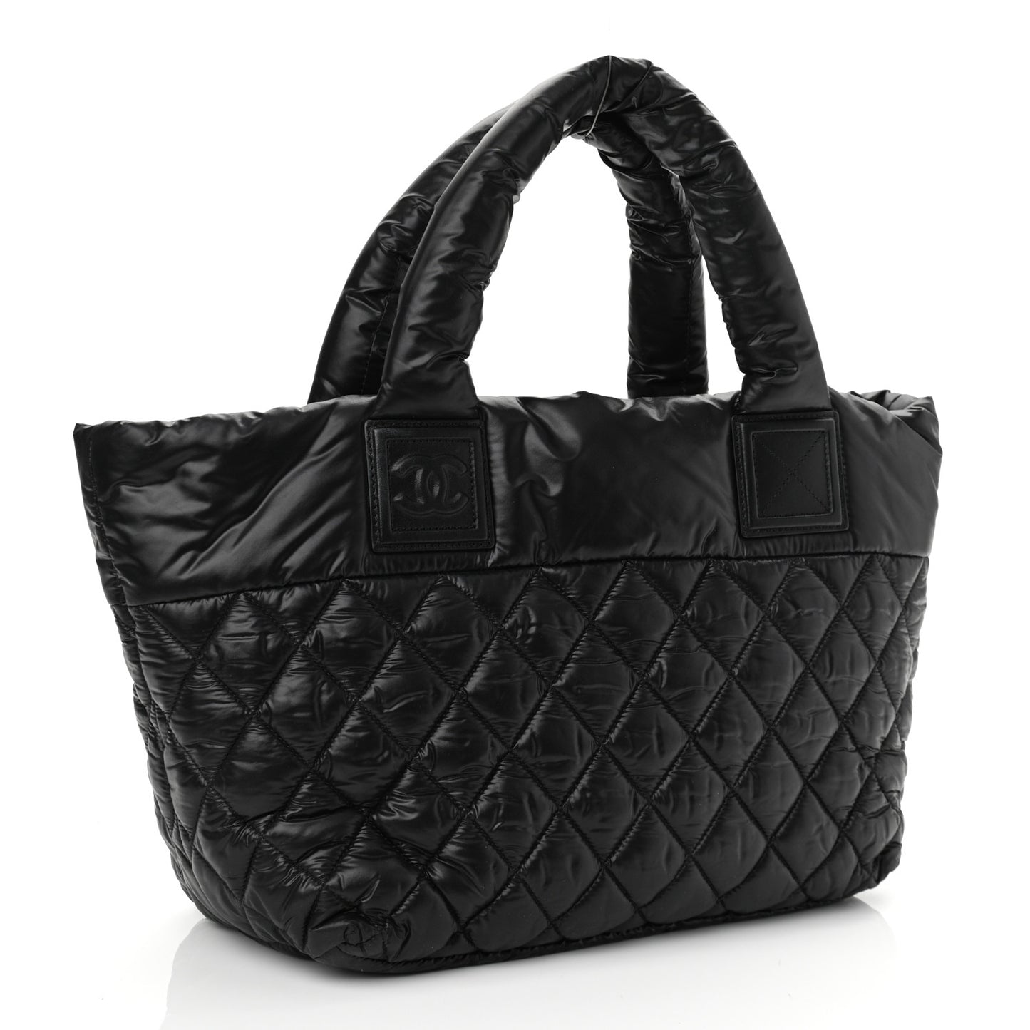 Nylon Quilted Small Coco Cocoon Tote Black
