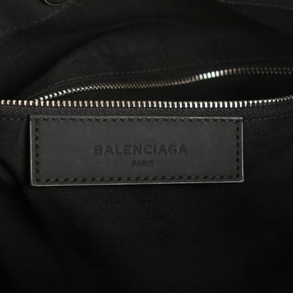 Balenciaga Rubber Calfskin Canvas Navy Tote Black 6 of 10