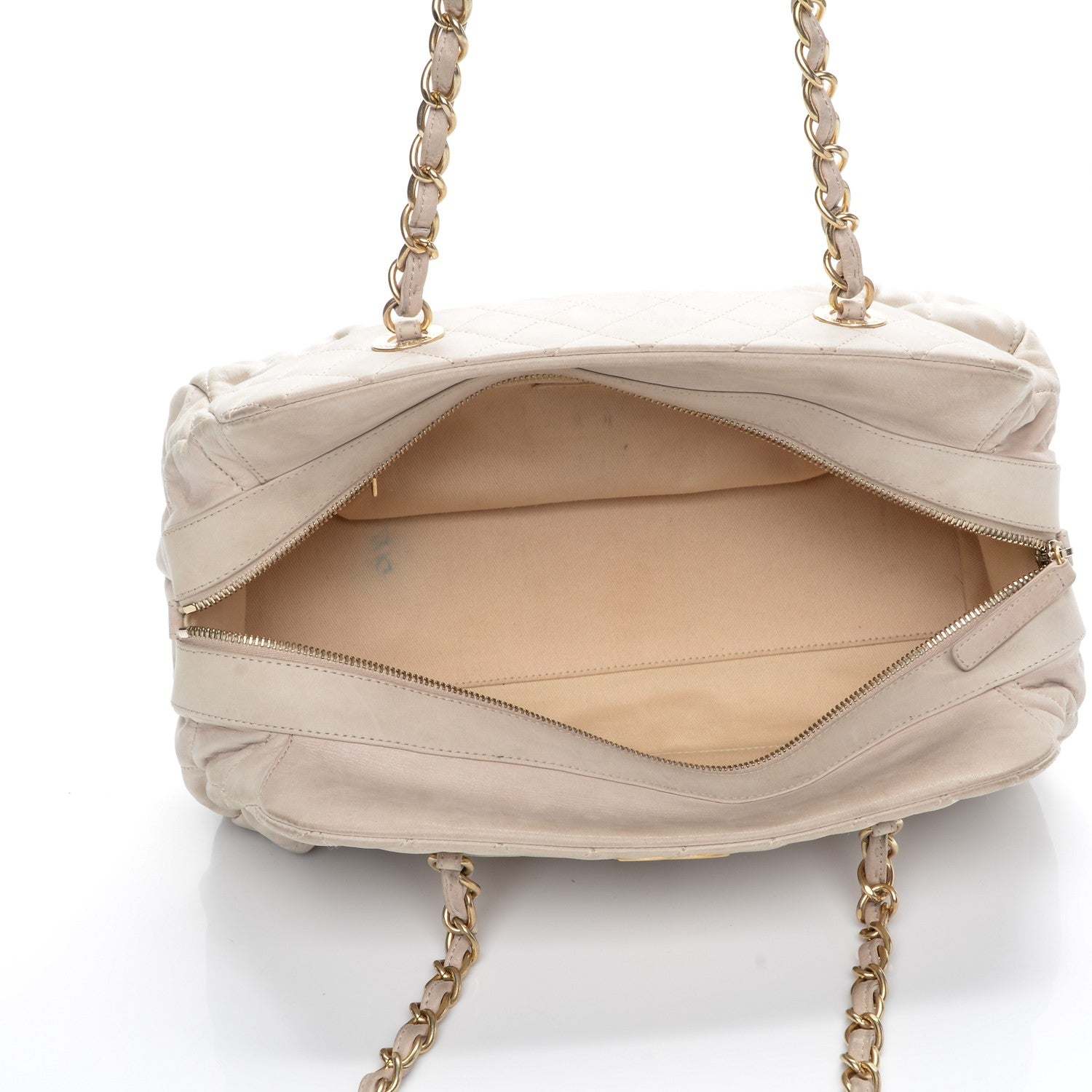 Chanel Iridescent Calfskin Chic Quilt Bowling Bag White 5 of 15