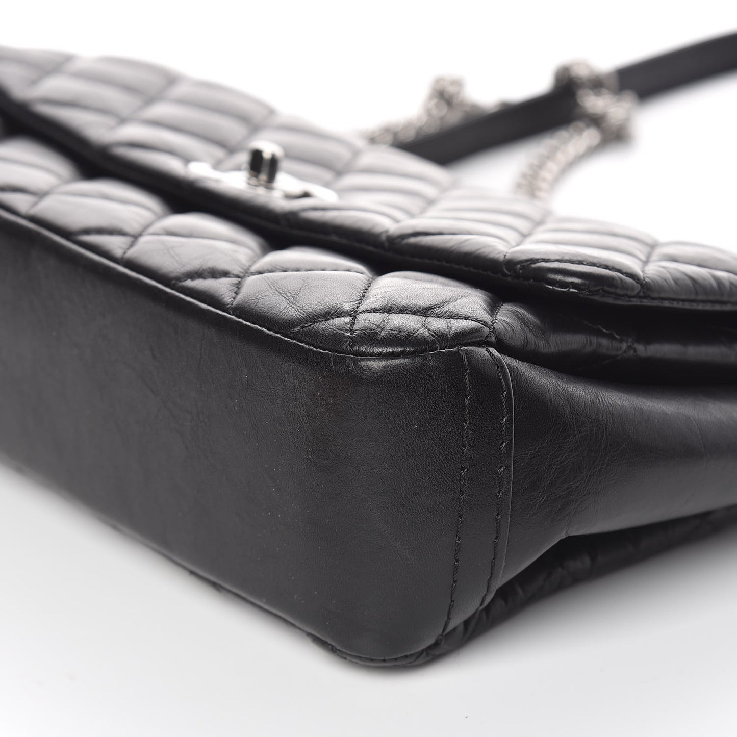 Aged Calfskin Quilted Small Lady Pearly Flap Black
