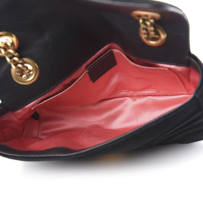 Gucci Velvet Matelasse Mini GG Marmont Shoulder Bag Black 5 of 10