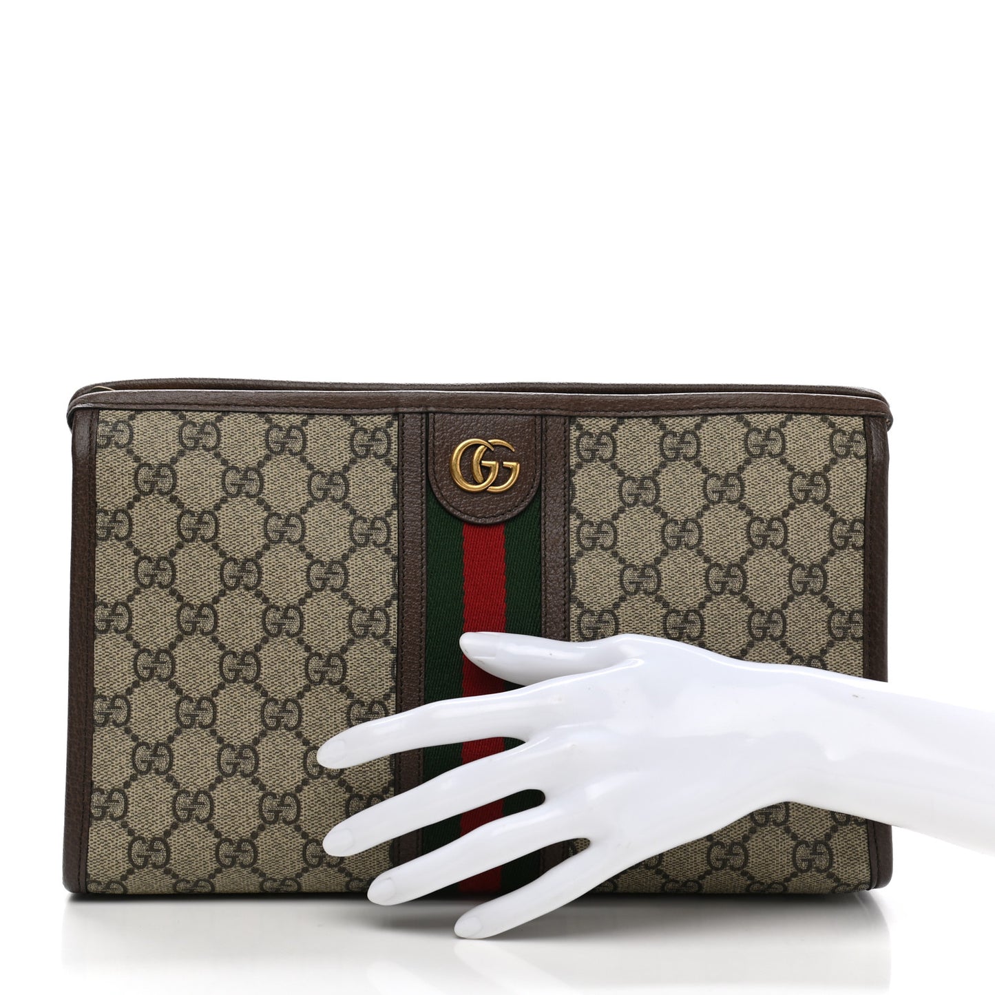 GG Supreme Monogram Web Toiletry Case Brown