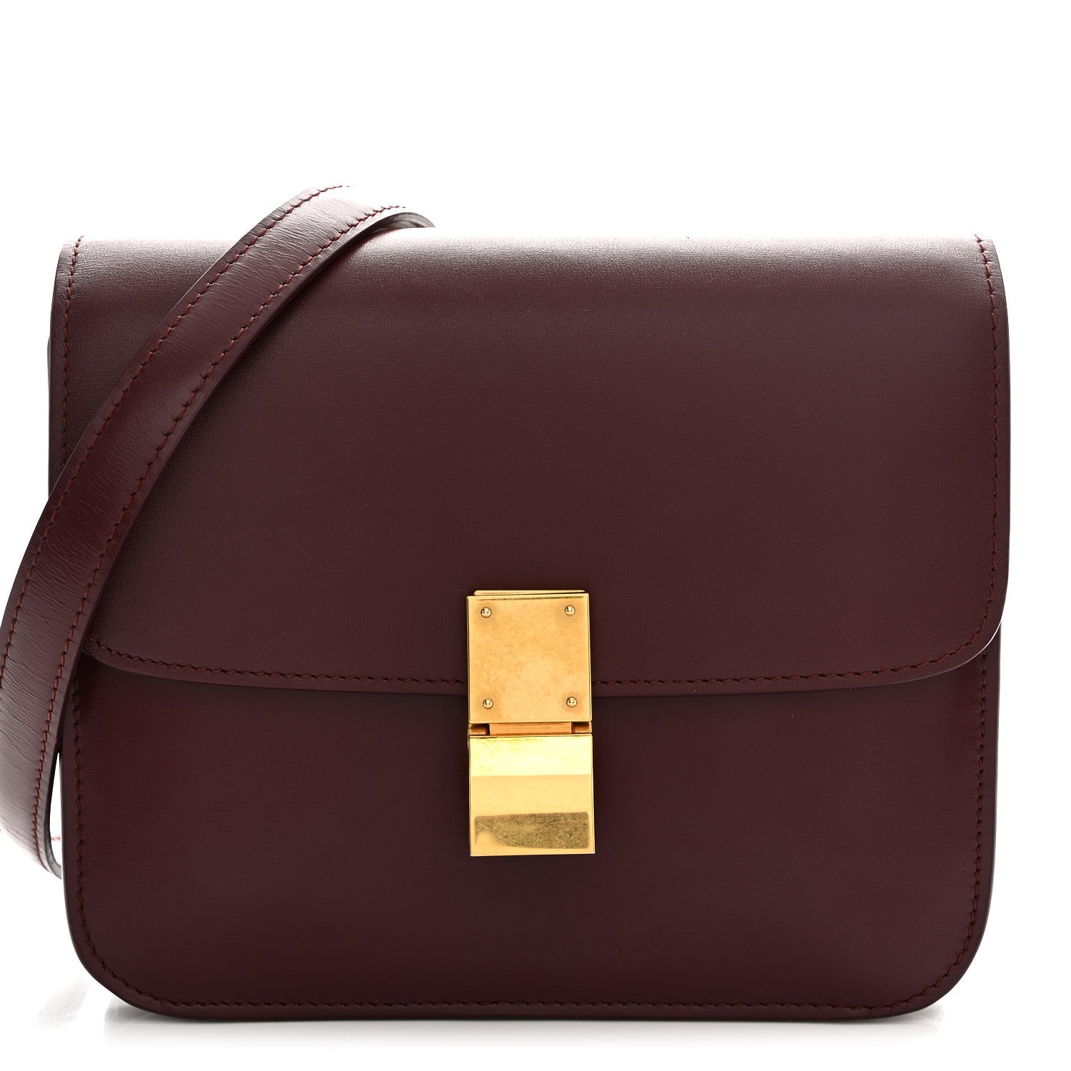 Celine Box Calfskin Teen Classic Box Flap Bag Burgundy 8 of 13