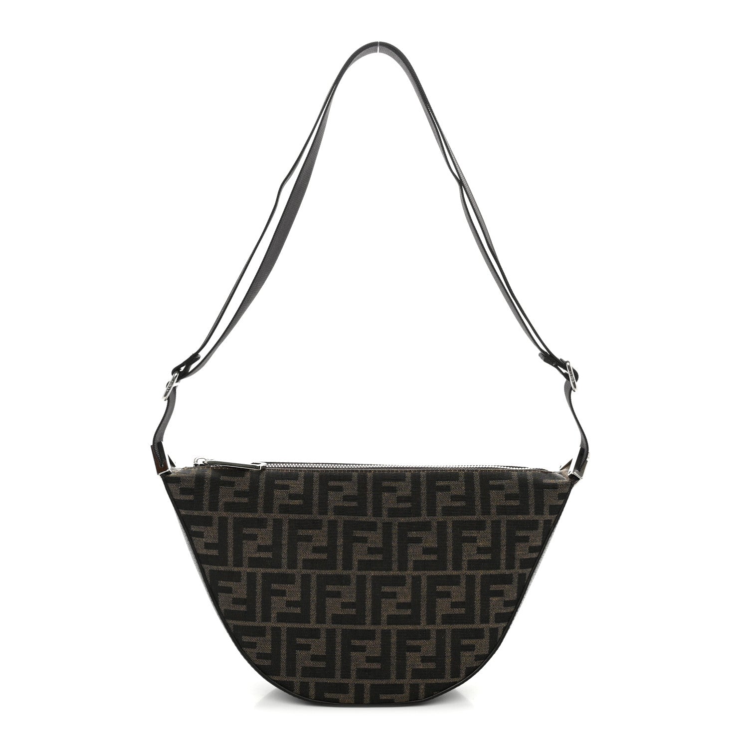 Fendi Fabric Jacquard FF Melon Bag Tobacco Black 1 of 10