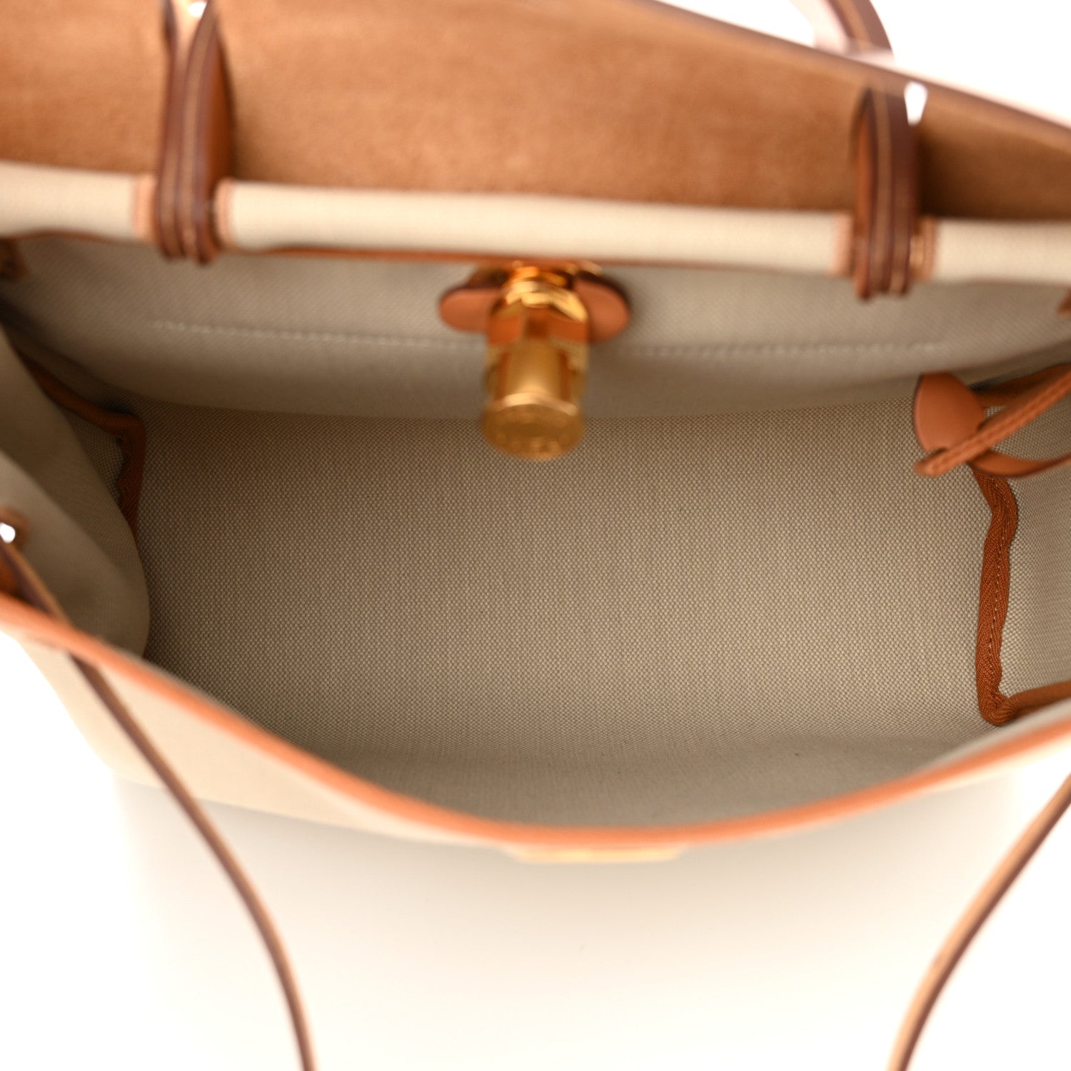 Hermes Military Toile Vache Hunter Herbag Zip Retourne 31 PM Beton Naturel 6 of 13