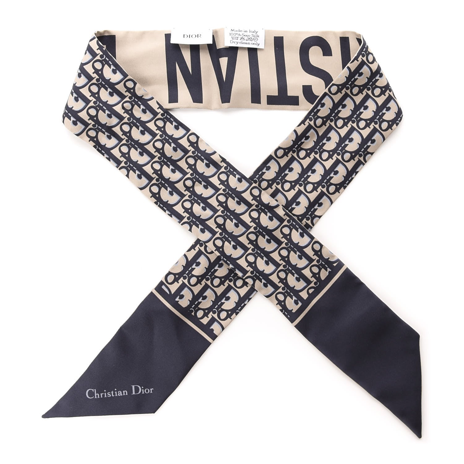 Christian Dior Silk Oblique Mitzah Scarf Blue 1 of 2